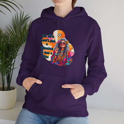 Retro Hippie Hoodie – "The 70's wasn't your generation it was mine" Colorful Boho Graphic