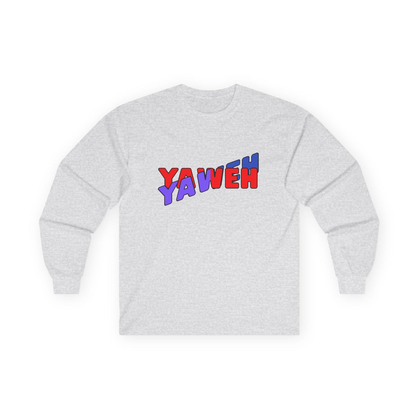 T-Shirt Long Sleeve Tee with 'YAWEH' Design Comfortable Casual Wear Gift for Friends or anyone Unique Shirt for Everyday Christian Style
