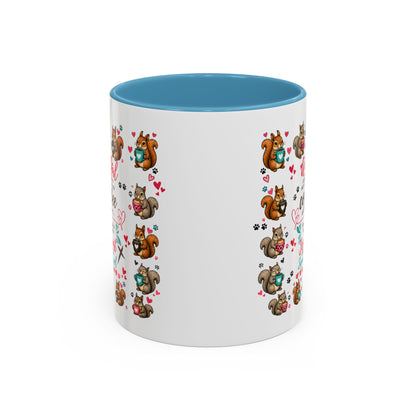 Accent Coffee Mug — "A Girl Can't Survive on Coffee Alone" Cute Squirrel Faith Mug