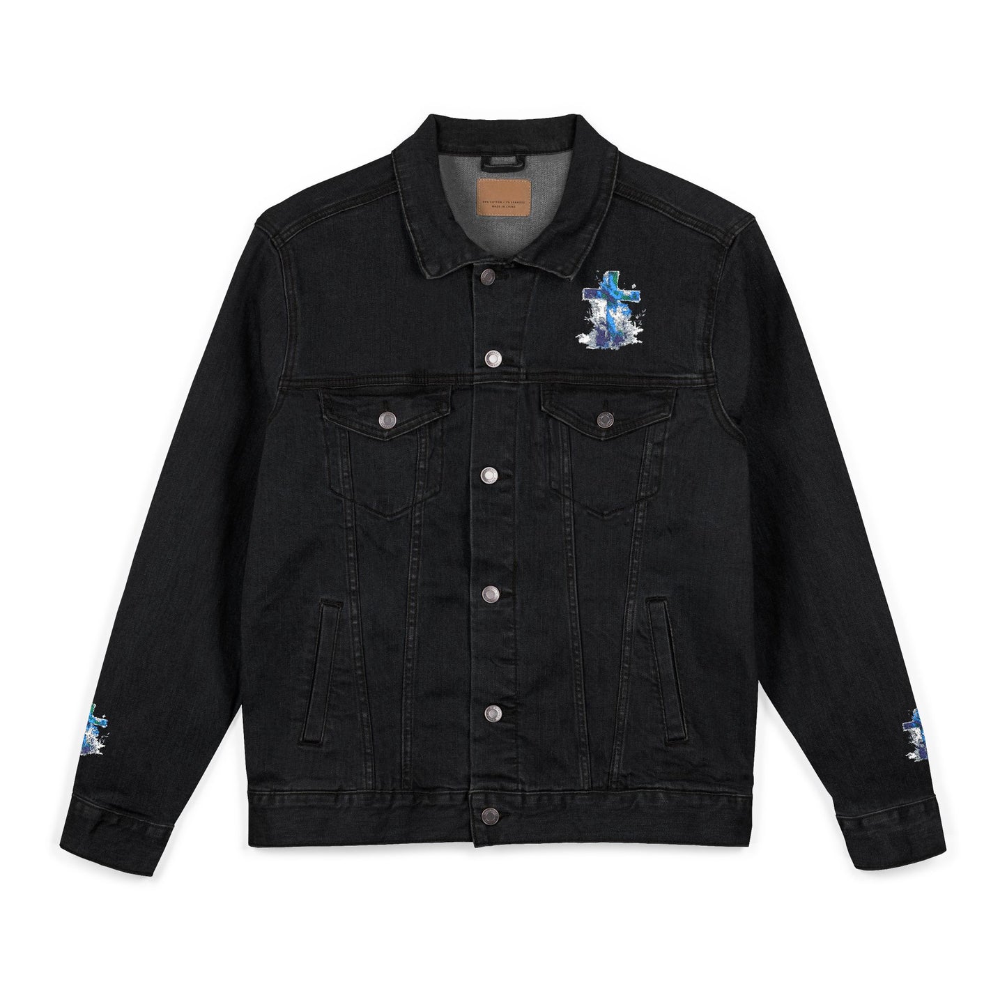 Denim Jacket Embroidered Unisex Denim Jacket Boho Style Jacket Denim Outerwear for Him Casual Jacket Unique Gift for Her