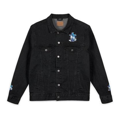 Denim Jacket Embroidered Unisex Denim Jacket Boho Style Jacket Denim Outerwear for Him Casual Jacket Unique Gift for Her