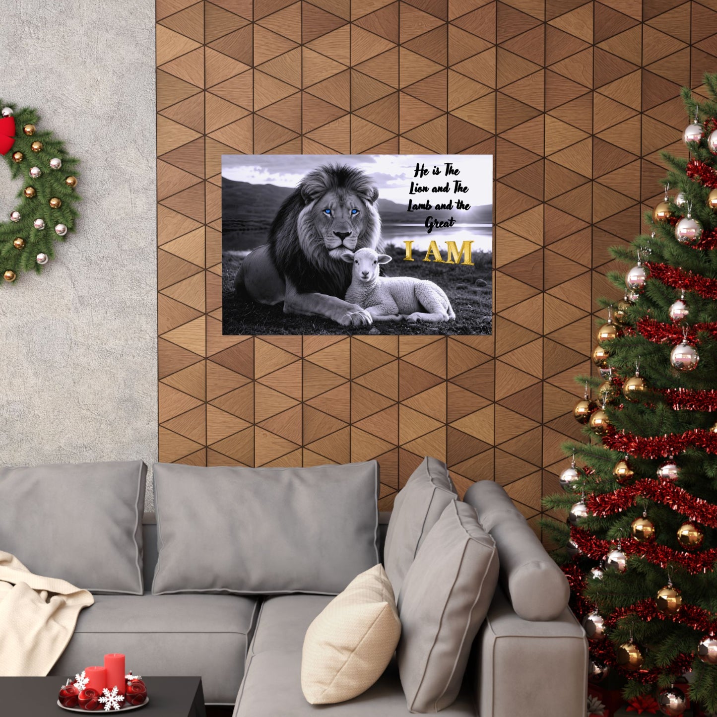 Matte Poster — "I AM" Lion and Lamb Christian Wall Art