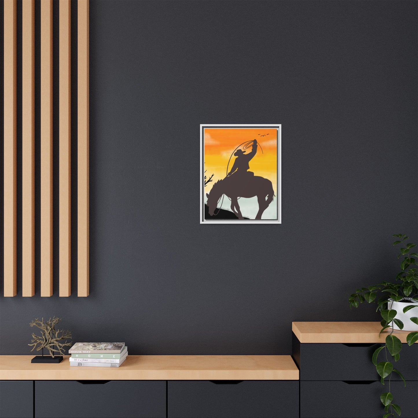 Framed Cowboy Rodeo Art Print Canvas Wall Decor Western Home Decor Rustic Cowboy Gift Equestrian Wall Art Country Themed Art Housewarming Gift