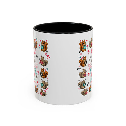 Accent Coffee Mug — "A Girl Can't Survive on Coffee Alone" Cute Squirrel Faith Mug