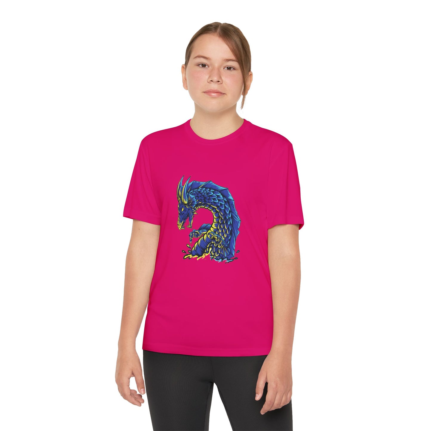 T-Shirt  Youth Dragon Graphic Tee Competitive Spirit Shirt for Kids Epic Dragon Art Birthday Gift Sports Event Apparel