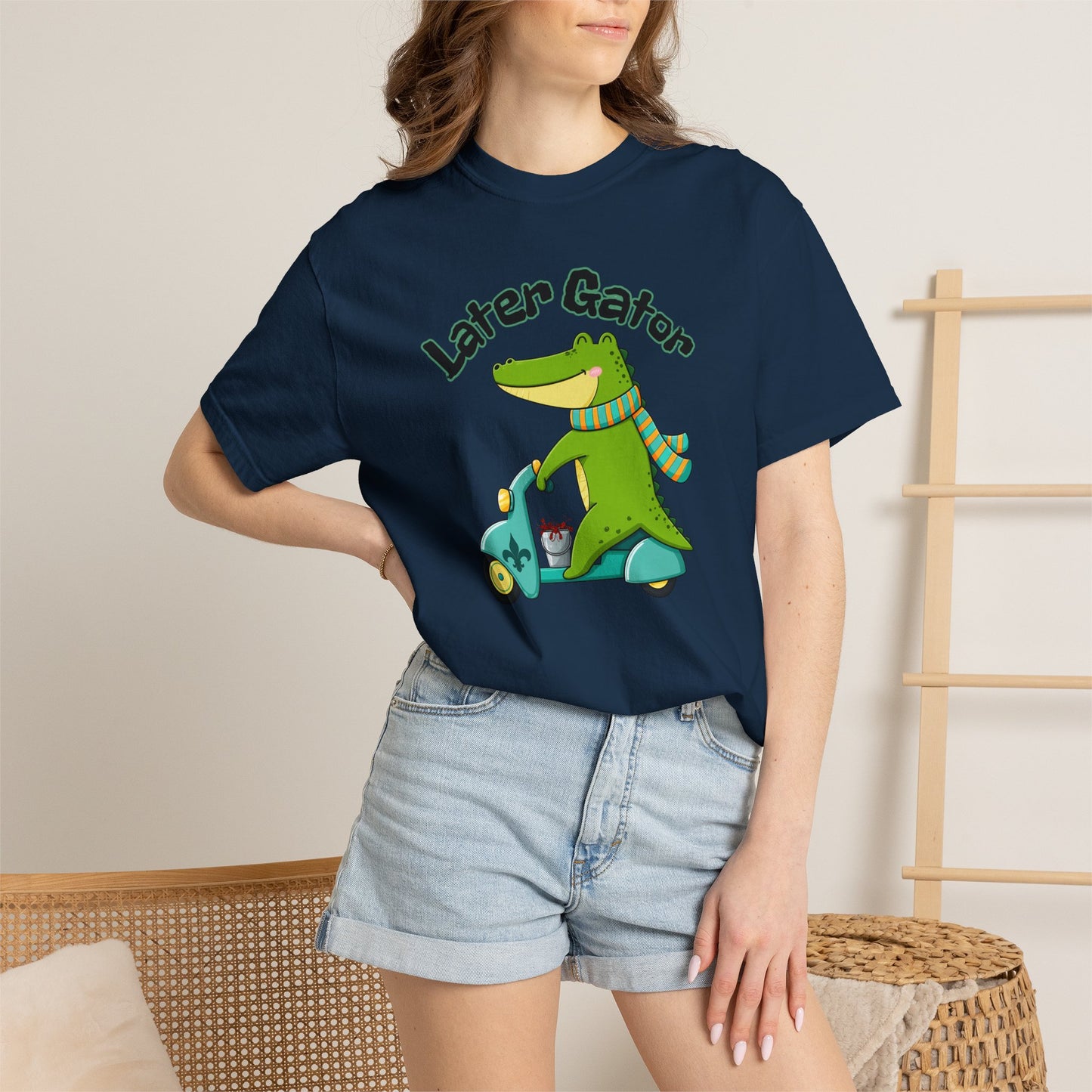 Later Gator After While Gator T-Shirt Cute Cartoon Alligator Scooter Tee Gift