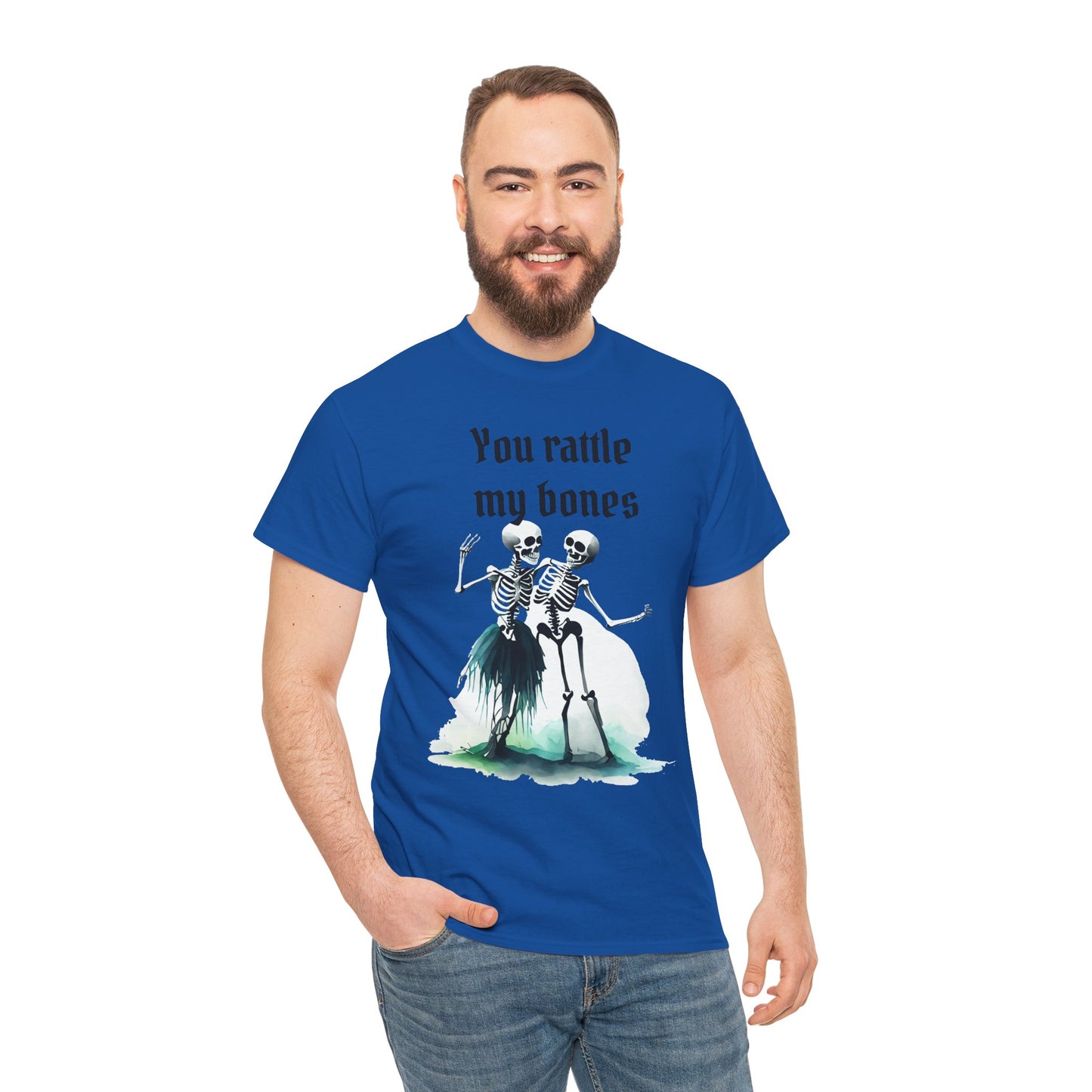 T-Shirt Skeleton Dance Tee  You Rattle My Bones Halloween Shirt Unisex Graphic Tee Cute Skeleton Costume Spooky Season Apparel