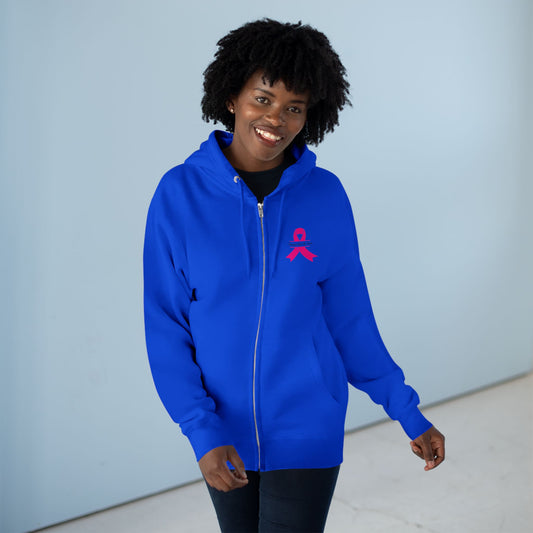 Sweatshirt Breast Cancer Awareness Unisex Zip Hoodie - Stronger Than The Storm Cool Weather Wear