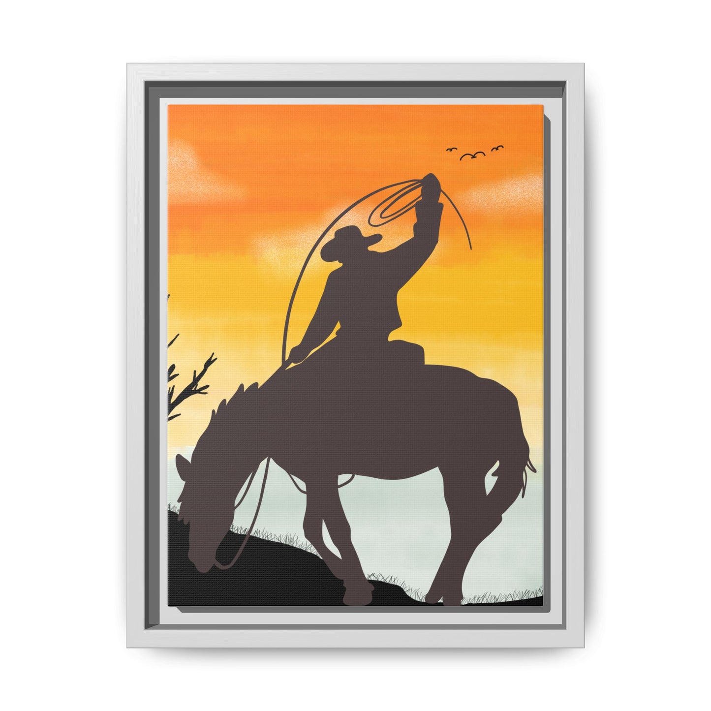 Framed Cowboy Rodeo Art Print Canvas Wall Decor Western Home Decor Rustic Cowboy Gift Equestrian Wall Art Country Themed Art Housewarming Gift