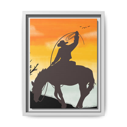 Framed Cowboy Rodeo Art Print Canvas Wall Decor Western Home Decor Rustic Cowboy Gift Equestrian Wall Art Country Themed Art Housewarming Gift