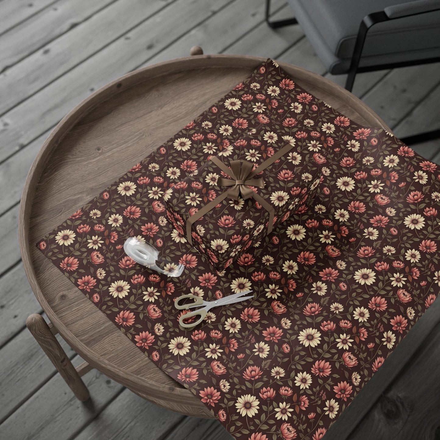 Floral Gift Wrap Paper Rustic Wrapping Paper for Birthdays Holidays & Special Occasions Eco Friendly Gift Packaging Floral Design