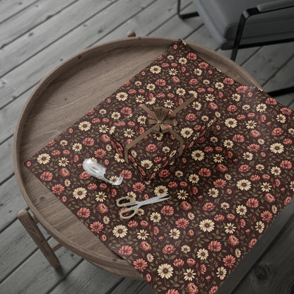 Floral Gift Wrap Paper Rustic Wrapping Paper for Birthdays Holidays & Special Occasions Eco Friendly Gift Packaging Floral Design