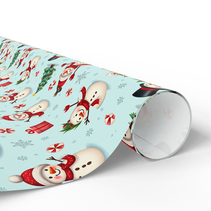 Festive Christmas Wrapping Paper, Holiday Gift Wrap, Snowman and Santa Print, Perfect for Christmas, Birthdays, and New Year Celebrations