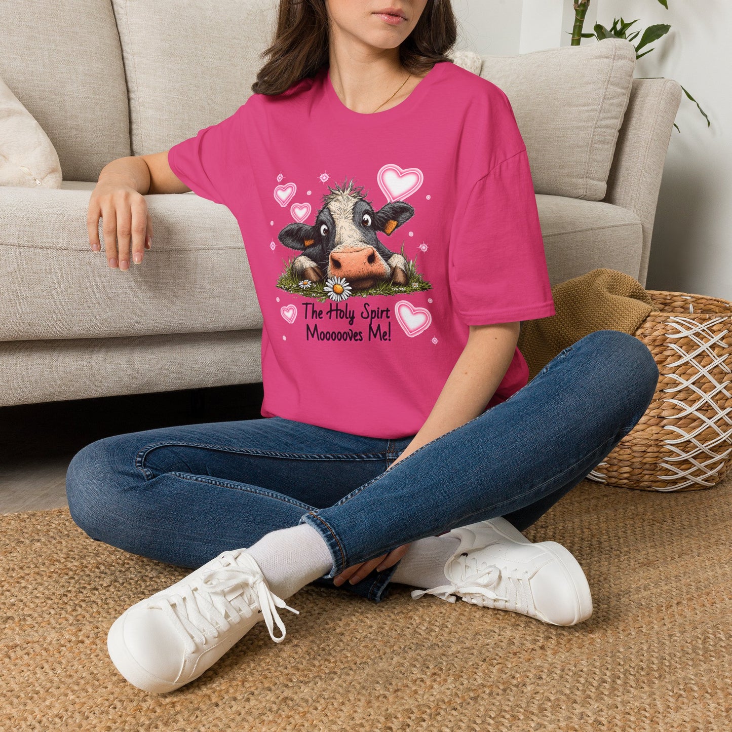 Holy Spirit T-shirt – Funny Faith-inspired Cow Design in 100% Cotton